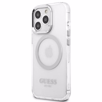 Guess Metal Outline MagSafe ümbris jaoks iPhone 13 Pro / iPhone 13 - hõbedane