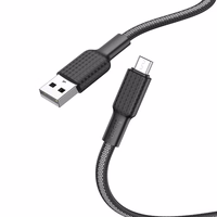 Kaabel USB A to Micro USB Hoco 2,4A 1 m X69 must valge