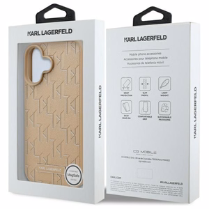 Karl Lagerfeld Hot Stamp Magsafe iPhone 16 Ümbris - Beige