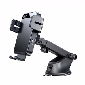 Autokinnitusein Joyroom ZS219 must / automaatne lukustus (juhtmevaba laadimine 15W) (mitte-magnetiline / kleepiv alus)