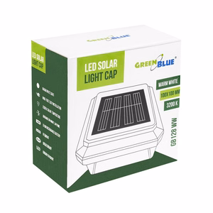 GreenBlue GB128 WW – 100×100 mm päikesetoitega LED-aiapostivalgusti, 3200 K
