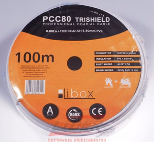 Libox Kabel koncentryczny PCC80 100m coaxial cable RG-6/U valge