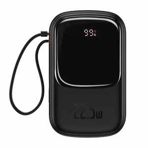 Baseus Qpow Pro 20000mAh akupank, USB + USB-C, PD 22,5W, USB-C-kaabliga (PPQD060301), must