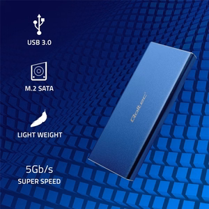 Qoltec 51832 korpus | M.2 SSD | SATA | NGFF | USB 3.0 | Super speed 5Gb/s | 2TB | sinine