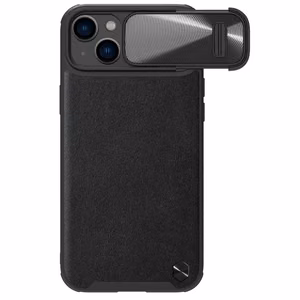 Nillkin CamShield Leather S Case iPhone 14 ümbris koos kaamerakattega must