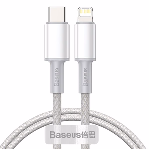 USB cable Baseus High Density Braided PD20W Type-C to Lightning 1.0m valge CATLGD-02