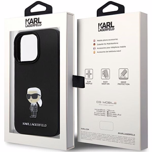 Karl Lagerfeld KLHCP13XSMHKNPK ümbris jaoks iPhone 13 Pro Max - must Silicone Ikonik Metal Pin