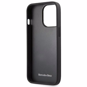 Mercedes nahast metallist logoga ümbris iPhone 13 Pro / iPhone 13 jaoks - must