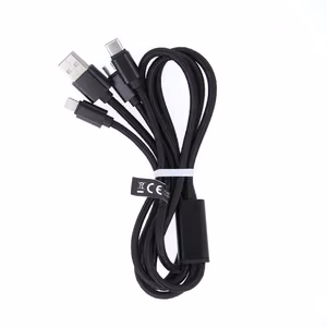 Maxlife 3in1 кабель USB - Lightning + USB-C + microUSB 1,0 м 2,1A черный нейлон