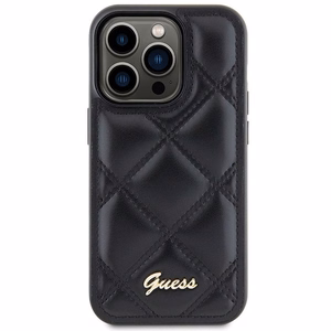 Guess Quilted Metal Logo ümbris jaoks iPhone 15 Pro - must
