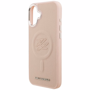Karl Lagerfeld initsiaalide ja metalllogo MagSafe ümbris iPhone 16 Plus - roosa