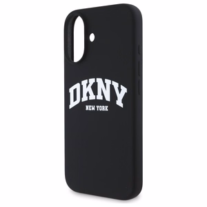 DKNY Silicone Valge Printed Logo MagSafe iPhone 16 Ümbris - Must