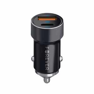 Forever CC-06 PD QC autolaadija 1x USB-C 1x USB 20W must + USB-C - USB-C kaabel 60W