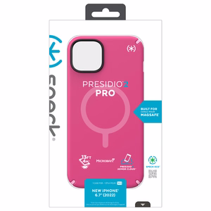 Speck Presidio2 Pro + MagSafe ümbris seadmele iPhone 15 Plus / 14 Plus, Microban mikroobivastase kaitsega, Digital Pink / Blossom Pink / White värvikombinatsioon