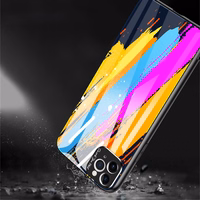 Värviline klaasist ümbris Vastupidav kate karastatud klaasist tagakülje ja kaamerakattega iPhone 11 Pro Max muster 2