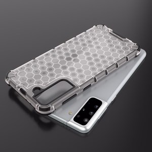 Samsung Galaxy S22 + (S22 Plus) läbipaistev Honeycomb korpus soomustatud kate koos geelraamiga Samsung Galaxy S22 + (S22 Plus) jaoks