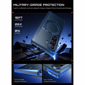 Supcase UB Aero MagSafe 2-osaline ümbrise ja privaatsusfiltriga ekraanikaitse komplekt Samsung Galaxy Z Fold 8 Ultra jaoks – tumesinine