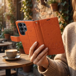 Чехол-книжка для Samsung A27 Mezzo Book кошки коричневый