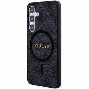 Guess 4G Collection Leather Metal Logo MagSafe Ümbris jaoks Samsung Galaxy S24+ - must