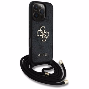 Чехол Guess для iPhone 16 Pro GUHCP16LP4GMGCRK (CBDY PU 4G Big Logo W/Cord Strap) чёрный