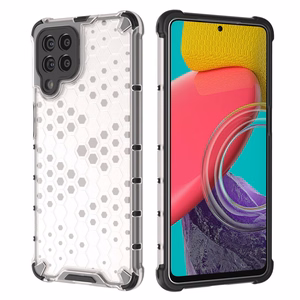 Samsung Galaxy M53 5G mustale Samsung Galaxy M53 5G jaoks mõeldud geelraamiga soomustatud kaane