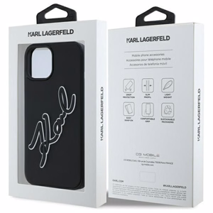 Karl Lagerfeld 3D Rubber Signature iPhone 15 Ümbris - must