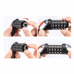 Rockbros RKS531 jalgratta lukk 5-kohalise koodiga, terastrossiga, 180 cm, LED-valgustusega - must