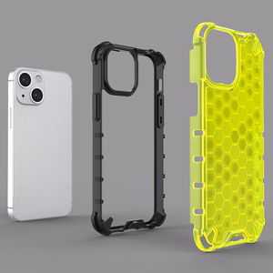 Honeycomb Case armor cover with TPU Bumper for iPhone 13 mini red