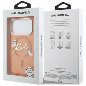 Karl Lagerfeld IML Choupettes Karl Script Logo MagSafe Ümbris for iPhone 17 Pro Max - oranž