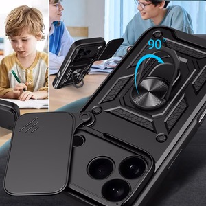 Hybrid Armor Camshield Ümbris jaoks iPhone 17 Pro Max with Stand and Camera Cover - Must