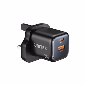 Unitek GaN võrgulaadija USB-A ja USB-C 20W must