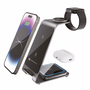 Беспроводное зарядное устройство Forcell F-Energy 3in1 Simply Charge алюминий совместимо с Apple Watch и Samsung Watch серый