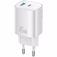 Võrgulaadija USAMS CC290 T66 45W GaN 1xUSB-A 1xUSB-C hõbedane