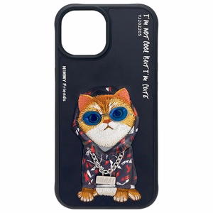 Nimmy Glasses Cool Cat ümbris jaoks iPhone 15 - must