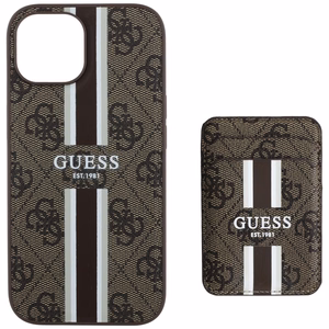 Guess 4G Stripes ümbris with Magsafe wallet jaoks iPhone 15 brown