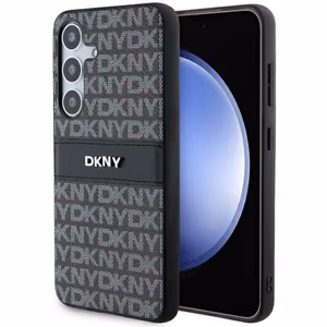 DKNY Leather Mono Stripe & Metal Logo ümbris jaoks Samsung Galaxy S24 - must
