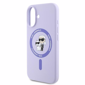 Karl Lagerfeld Silicone Karl&Choupette Ring MagSafe iPhone 16 Ümbris - lilla