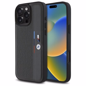 BMW M Perforated Tricolor Detail Line iPhone 16 Pro Max Ümbris - Dark hall