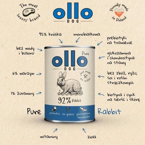 OLLO Pure Rabbit märg koeratoit, 400 g