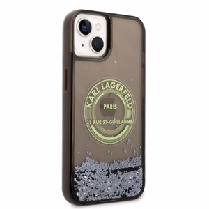Karl Lagerfeld Liquid Glitter RSG ümbris jaoks iPhone 14 - must