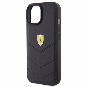 Ferrari Quilted Metal Logo ümbris jaoks iPhone 15 - must