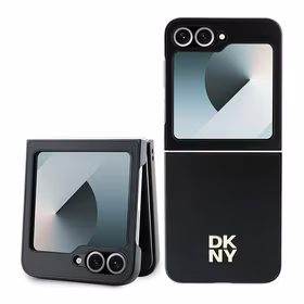 DKNY Leather Metal Stack Logo Ümbris jaoks Samsung Galaxy Z Flip 6 - Must