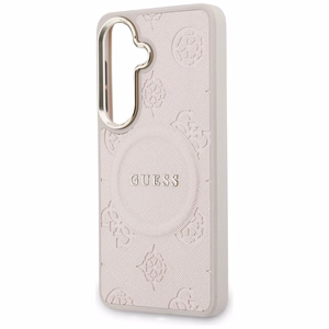 Guess ümbris Saffiano Peony Embossed Ring MagSafe Samsung Galaxy S26 Plus roosa