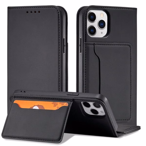Magnetkaardi ümbris iPhone 12 Pro Max kott Kaardipesa Rahakott Kaardihoidja Must