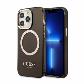 Guess kuldne Outline Translucent MagSafe ümbris jaoks iPhone 13 Pro Max - must