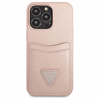 Guess GUHCP13LPSATPP iPhone 13 Pro / 13 6.1 "roosa / roosa hardcase SaffianoTriangle Logo Cardslot