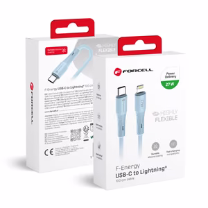 Kaabel USB C to Lightning Forcell F-Energy PD 3A 27W Silikoon 1 m C346 sinine