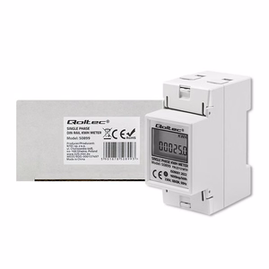 Qoltec 50899 – ühefaasiline elektrooniline elektriarvesti, 230 V, LCD, 2P, DIN-liist