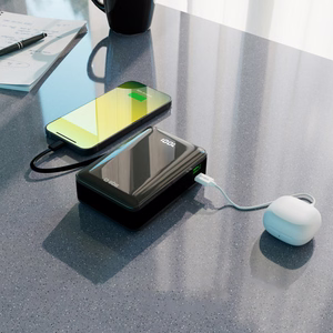 Powerbank SBS 20000 mAh 20W with built-in USB-C cable and digital display - black