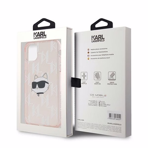 Karl Lagerfeld IML Choupette Head & Monogram ümbris jaoks iPhone 11 / Xr - roosa